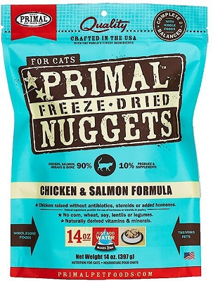 Primal Chicken & Salmon Formula Nuggets Grain-Free Raw Freeze-Dried Cat Food