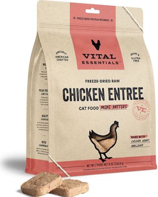 Vital Essentials Freeze-Dried Raw Chicken Mini Patties Entree Cat Food